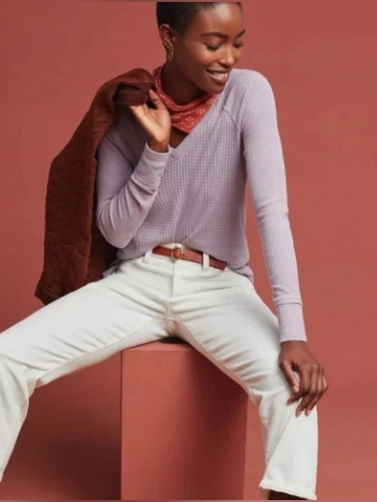 Maeve Tops - Maeve Pearson Lavender Waffle Knit Top